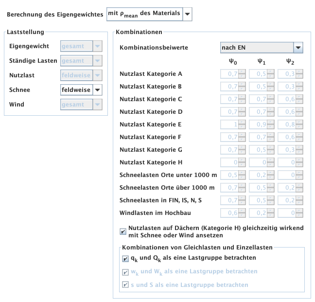 Einstellungen - Lasten